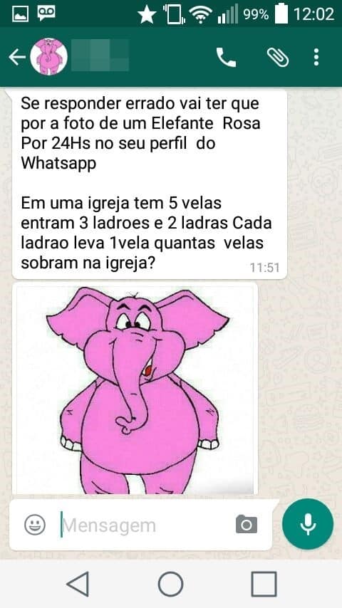 Resposta: O que significa elefante rosa no whatsapp 1