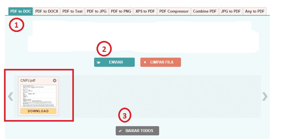 Como converter um arquivo PDF em JPG, Word e Excel online 2