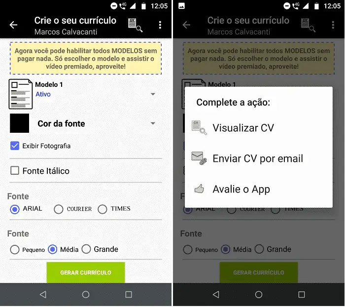 Como fazer currículo no celular android 4