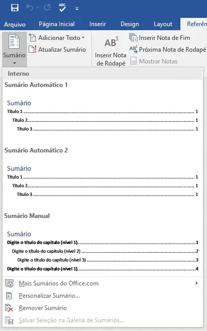 Como fazer um sumário no Word no Windows 10 4